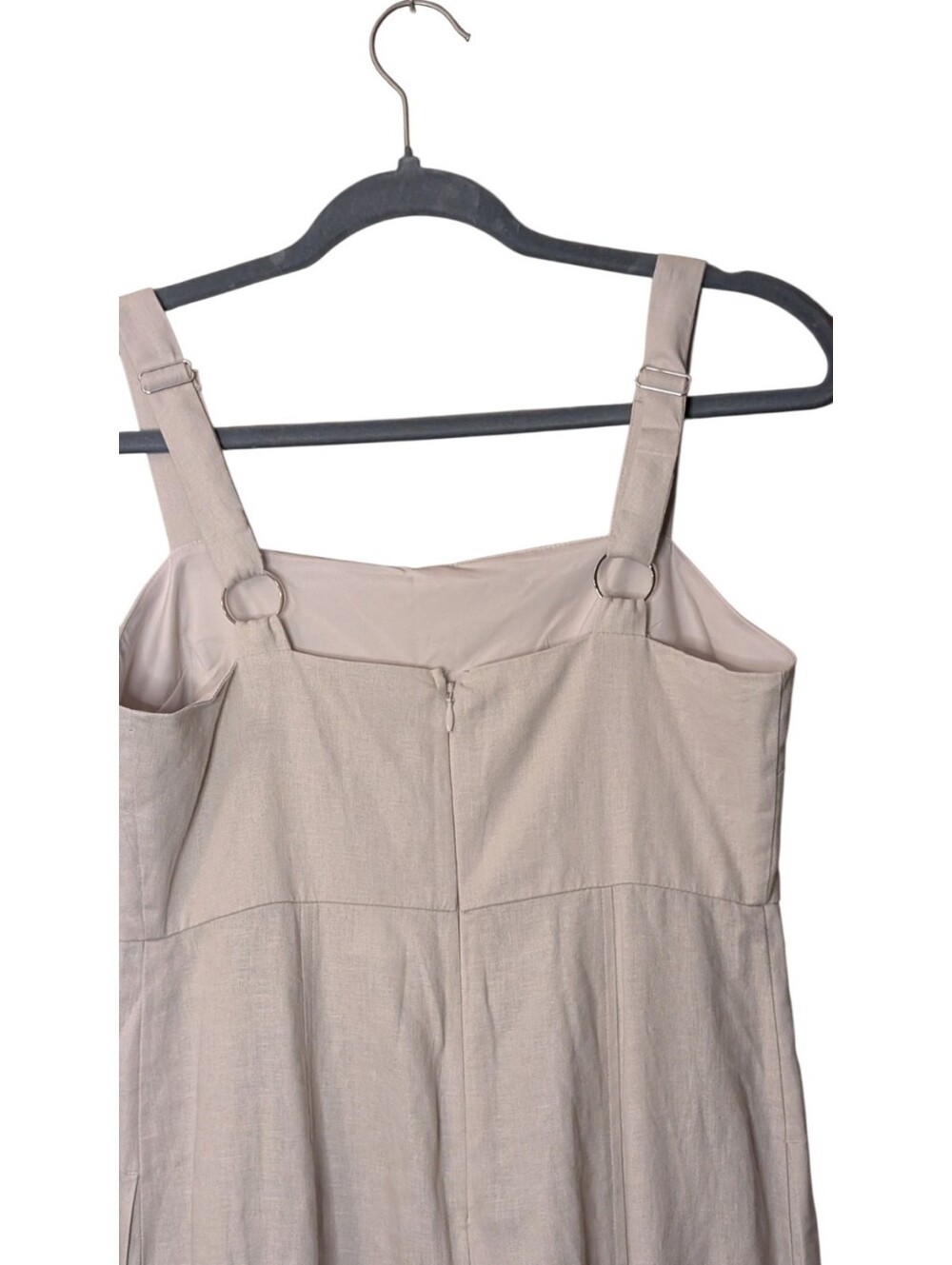 Express Linen Wide Leg Jumpsuit Square Neck Quiet Luxury Minimalist Neutrals XS - Picture 7 of 8